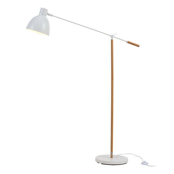 Stojací lampa Banchory kov 163 cm dřevěný vzhled/bílá [lux.pro]
