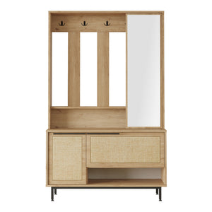 Kompaktní předsíň Kvænangen 78x112x36 cm dub/optika ratanu [en.casa]