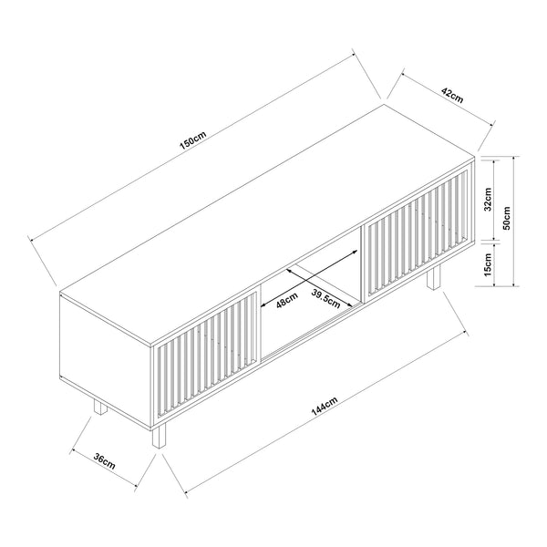 Televizní skříň Ypäjä 150x42x50 cm bambus přírodní [en.casa]