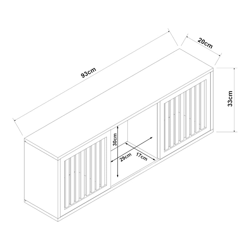 Maßskizze Nástěnná police Ypäjä 93x20x33 cm bambus [en.casa]