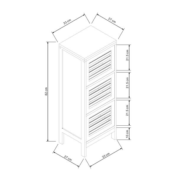 Přístavný skříňka s 3 dveřmi Ypäjä 82x33x27 cm bambus [en.casa]