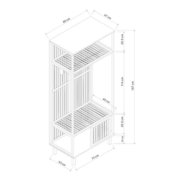 Stojan na šaty Ypäjä 187x80x47 cm bambus [en.casa]