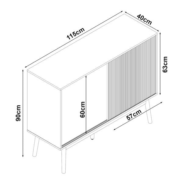 Sideboard Landskrona 115x40x90 cm dubový vzhled [en.casa]