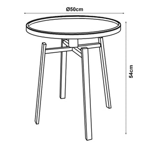 Přístavný stolek Mippeena 54xØ50 cm Černá/ ořech [en.casa]