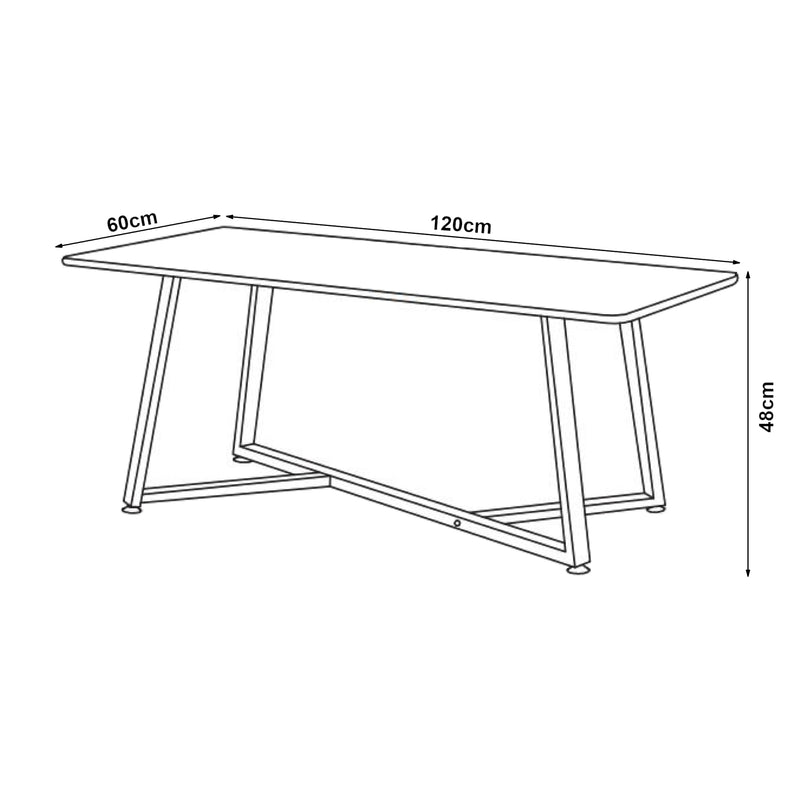 Měřítkový nákres Konferenční stolek Riskiften 120x60x48 cm mramorový vzhled, černý [en.casa]