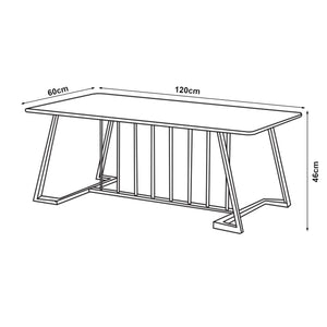 Konferenční stolek Nospoo 120x60x46 cm mramorový vzhled, černý [en.casa]
