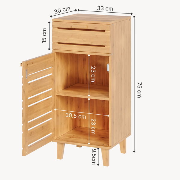 Koupelnová skříňka Epind 75x33x30 cm bambus přírodní [en.casa]