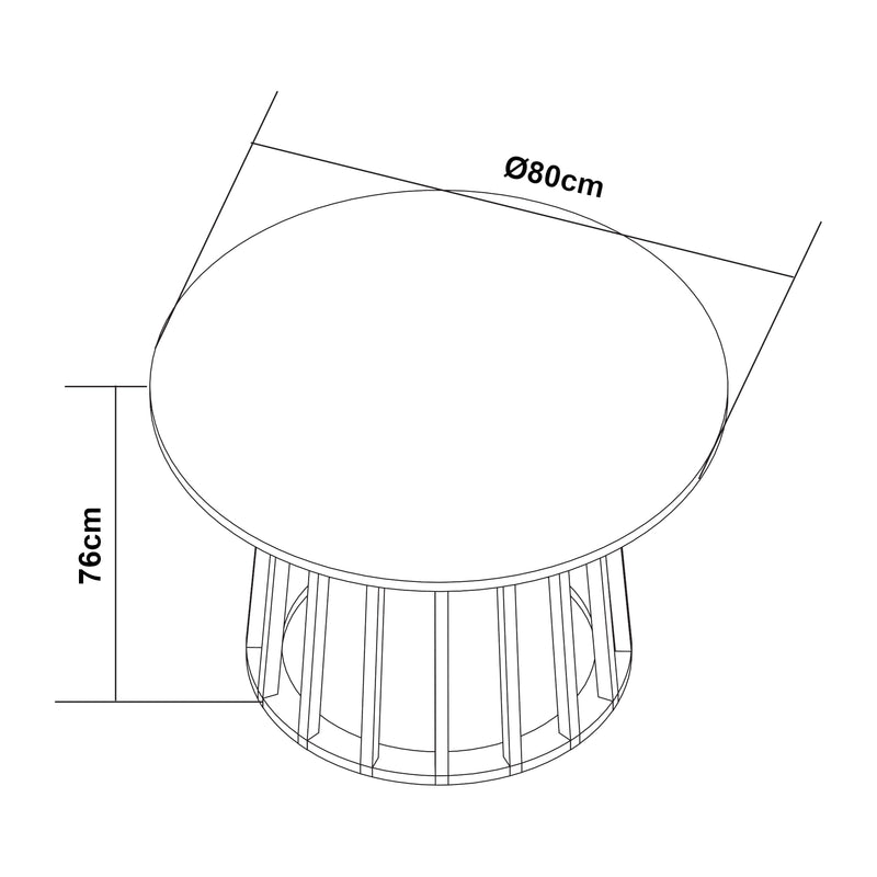 Maßskizze Jídelní stůl Lensuu 76x Ø80 cm [en.casa]