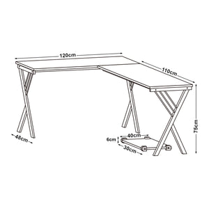 Psací stůl Tarielarg s PC stojanem ve tvaru L 158x120x75 cm dubový dekor [en.casa]