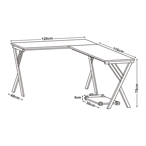 Psací stůl Tarielarg s PC stojanem ve tvaru L 158x120x75 cm dubový dekor [en.casa]