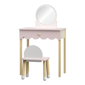 Dětský toaletní stolek s židlí Vestnes Cotton Candy/Bílá [en.casa]