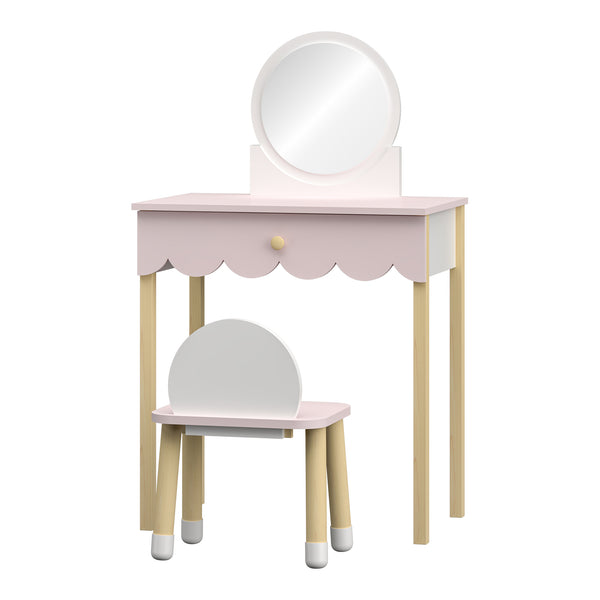Dětský toaletní stolek s židlí Vestnes Cotton Candy/Bílá [en.casa]