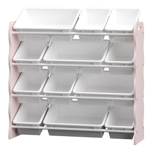 Dětský regál Vestnes s 12 úložnými boxy 78x86x27 cm Cotton Candy/Bílá [en.casa]