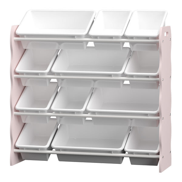 Dětský regál Vestnes s 12 úložnými boxy 78x86x27 cm Cotton Candy/Bílá [en.casa]