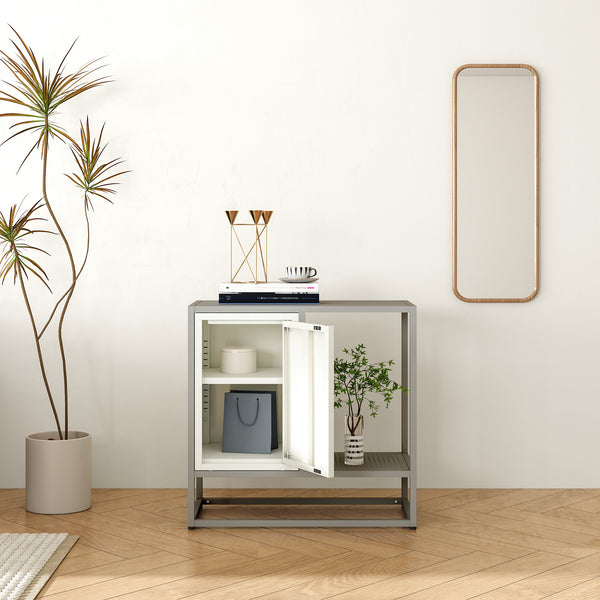 Sideboard Burlöv ocel 70x72x35 cm šedá/bílá [en.casa]