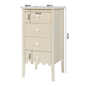 Komoda Luspoo se 4 zásuvkami 82x40x40 cm krémově bílá [en.casa]