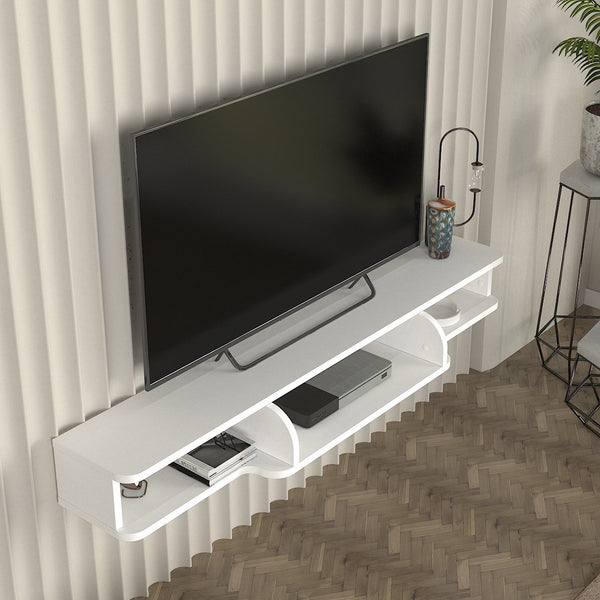 TV závěsná komoda Aar 135x30x16 cm bílá [en.casa]