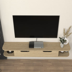 TV závěsná skříňka Karjali 150x30x19 cm dubový dekor [en.casa]