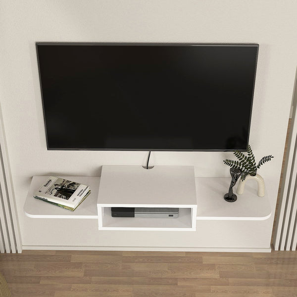 TV závěsná skříňka Tar 115x30x16 cm bílá [en.casa]