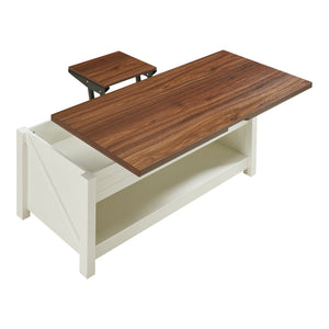Konferenční stolek Kasama s výklopnou deskou a úložným prostorem 110x55x54 cm ořechový dekor/bílá [en.casa]