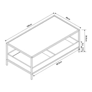 Konferenční stolek Belana 100x48x39 cm Černá/Dubový dekor [en.casa]