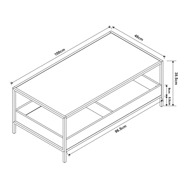Konferenční stolek Belana 100x48x39 cm Černá/Dubový dekor [en.casa]