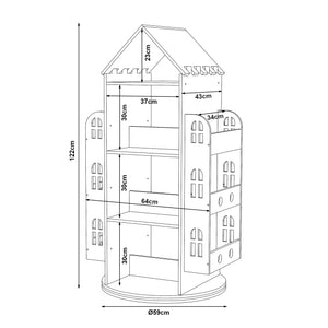 Otočné dětské police Sanköre 122x64x43 cm borovicové dřevo přírodní [en.casa]