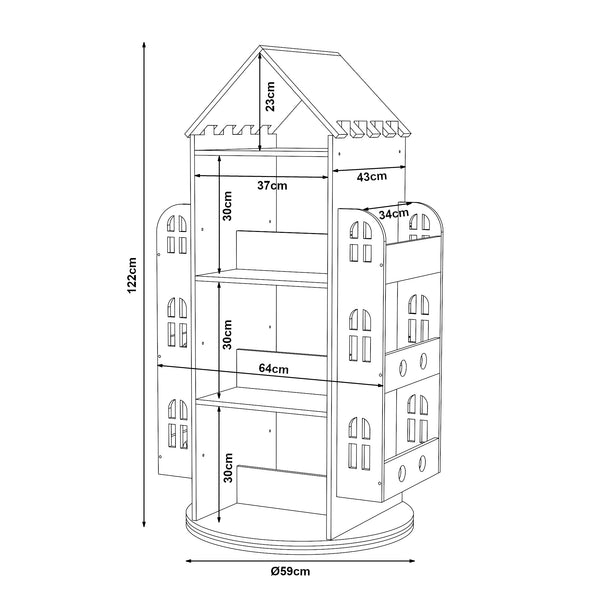 Otočné dětské police Sanköre 122x64x43 cm borovicové dřevo přírodní [en.casa]