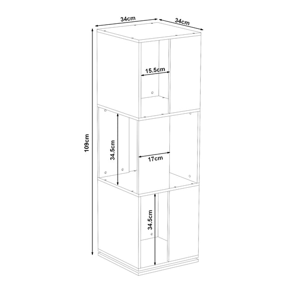Otočné knihovny Fjelmarirg 109x34x34 cm Bílá [en.casa]