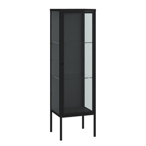 Vitrínová skříň Borshavisa 116x34x30 cm ocel černá [en.casa]