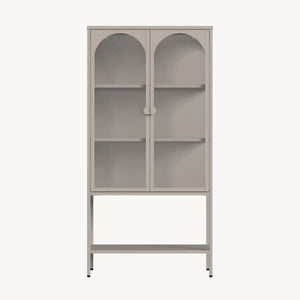 Vitrínová skříň Klippestad ocel 160x80x35 cm velbloudí barva [en.casa]