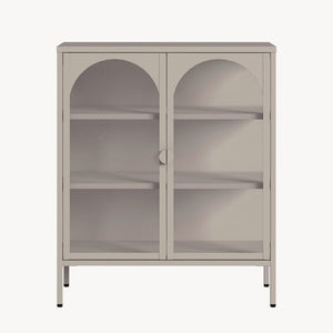 Vitrínkový sideboard Klippestad ocel 95x80x35 cm velbloudí barva [en.casa]