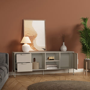 Televizní skříň Kliri Stahl 150x35x58 cm velbloudí barva [en.casa]
