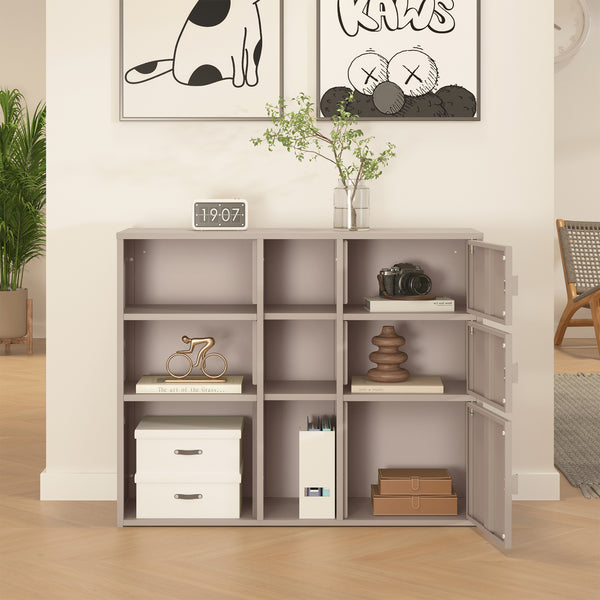 Kancelářská skříň Kliri ocel 100x32x81 cm velbloudí barva [en.casa]