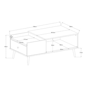 Konferenční stolek Hallevil s šuplíkem 106x59x44 cm Světle šedý [en.casa]