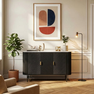 Sideboard Olvehok 110x40x77 cm Černá/mramorový vzhled, bílá [en.casa]