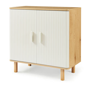 Sideboard Ferrersp s 2 dveřmi 80x80x40 cm dubový dekor/písková barva [en.casa]