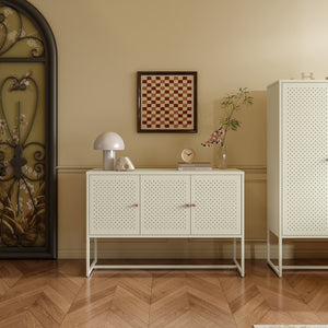 Sideboard Viitasaari 120x40x80 cm ocel Krémově bílá [en.casa]