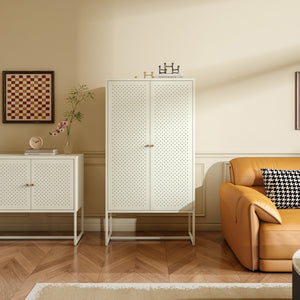 Highboard Viitasaari 150x80x40 cm ocel krémově bílá [en.casa]