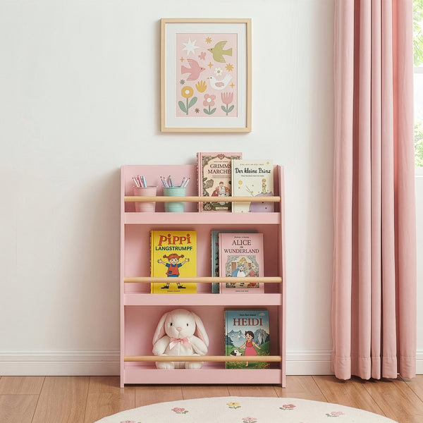 Dětský knihovní regál Virer 78x60x18 cm Růžová [en.casa]