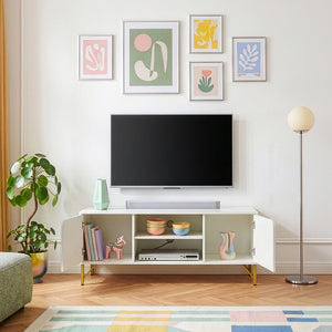 Televizní skříň Reyri 120x39x52 cm Bílá/Zlatá [en.casa]