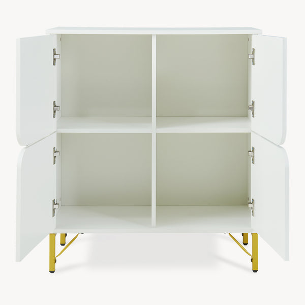 Sideboard Reyri 90x80x35 cm Bílá/Zlatá [en.casa]