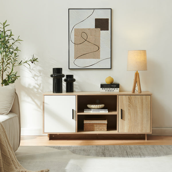 Televizní skříňka Kenta 120x39x52 cm Sonoma dubová optika/bílá [en.casa]
