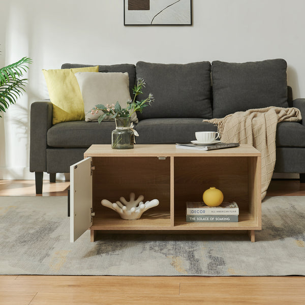 Konferenční stolek Kenta 80x45x40 cm Sonoma dubová optika/bílá [en.casa]