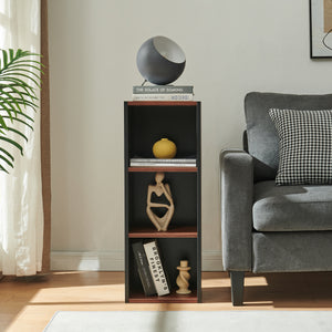 Knihovna 'Trond' s 3 otevřenými přihrádkami 80 x 30 x 23 cm Černá/optika ořechového dřeva