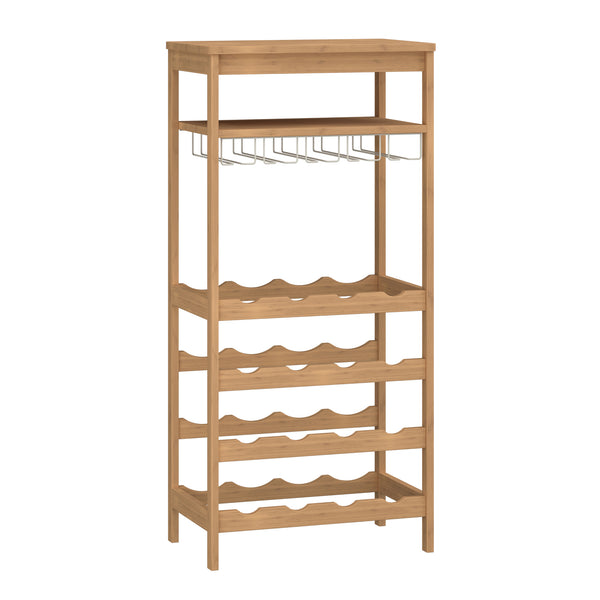 Regál na víno Fillby 100x47x29 cm bambus přírodní [en.casa]