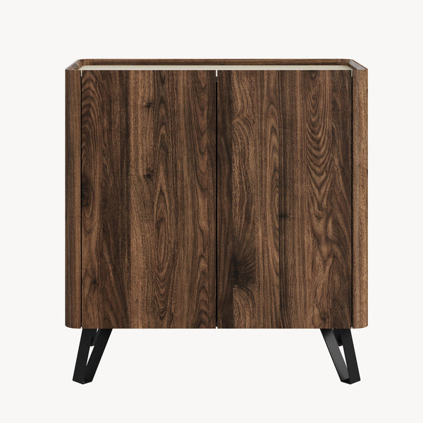 Komoda Trorlon 83x80x40 cm ořechový vzhled/travertin [en.casa]