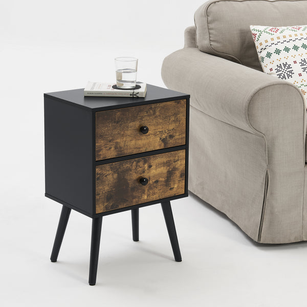 [en.casa] Komoda ABNN-0563 - imitace dřeva a černá - 60x40x29,5 cm - dřevotříska, borovicové dřevo
