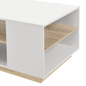 Konferenční stolek Trelleborg 100x60x46 cm s 2 policemi Bílá/Dub en.casa