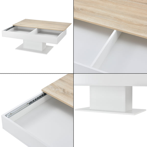 Konferenční stolek Lünen 40x110x60cm s 2 úložnými přihrádkami dubový dekor bílý en.casa